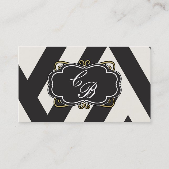 Black White Cream & Gold Boutique Carte de visite (Devant)