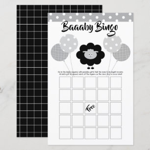 Black White Cube Lamb Baby shower Bingo Carte de j