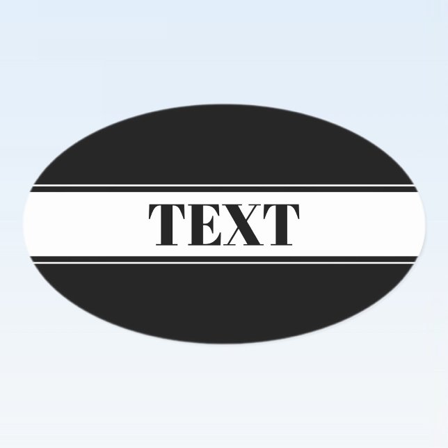 Black & White Custom Name Stripe Ovaler Aufkleber (Von Creator hochgeladen)