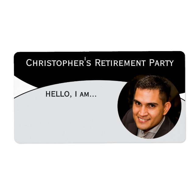 Black & White Custom Photo Event Label Name Tag (Vorne)