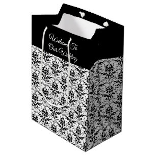 Black & White Damask Imprimer - Sac cadeau Mariage
