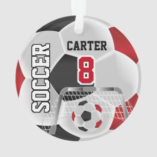 Black, White & Dark Red Personalize Soccer ⚽