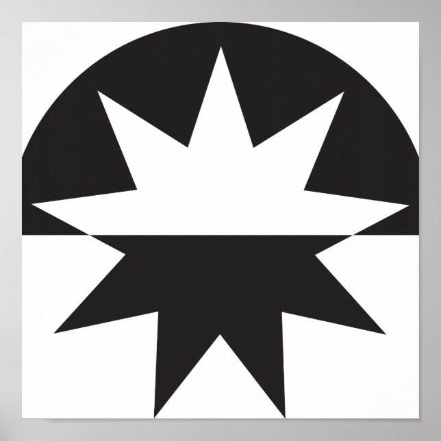 Black White Deco Star Sunburst Poster (Vorne)