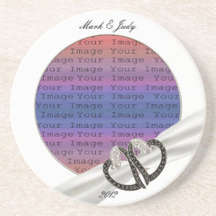Black & White Diamond Hearts Coaster Untersetzer