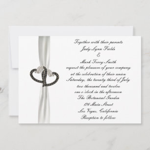 Black & White Diamond Hearts Einladung Hochzeitsfe