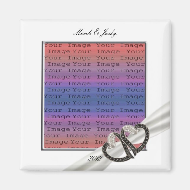 Black & White Diamond Hearts Magnet (Vorne)