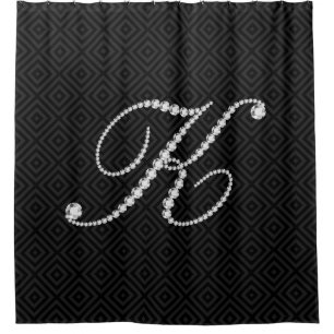 Black & White Diamonds Letter K Monogram Duschvorhang