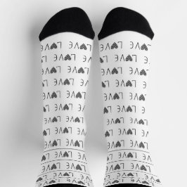 BLACK & WHITE DIN STRIPE VALENTINE'S DAY MODERN SOCKEN