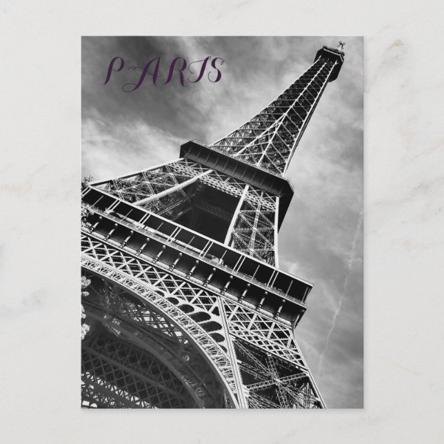 Black & White Eiffel Tower Paris Europa Postkarte (Vorderseite)