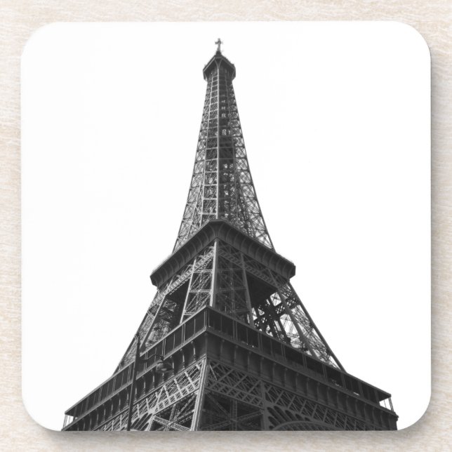 Black & White Eiffel Tower Paris Europa Reisen Getränkeuntersetzer (Vorderseite)