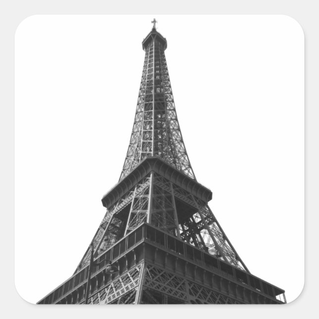 Black & White Eiffel Tower Paris Europa Reisen Quadratischer Aufkleber (Vorderseite)