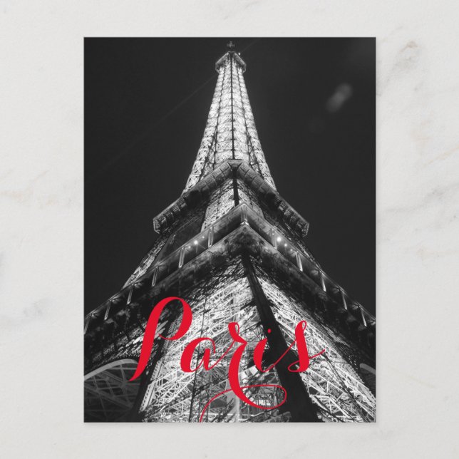 Black & White Eiffel Tower Paris Frankreich Classi Postkarte (Vorderseite)
