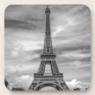 Black & White Eiffel Tower Paris Frankreich Getränkeuntersetzer