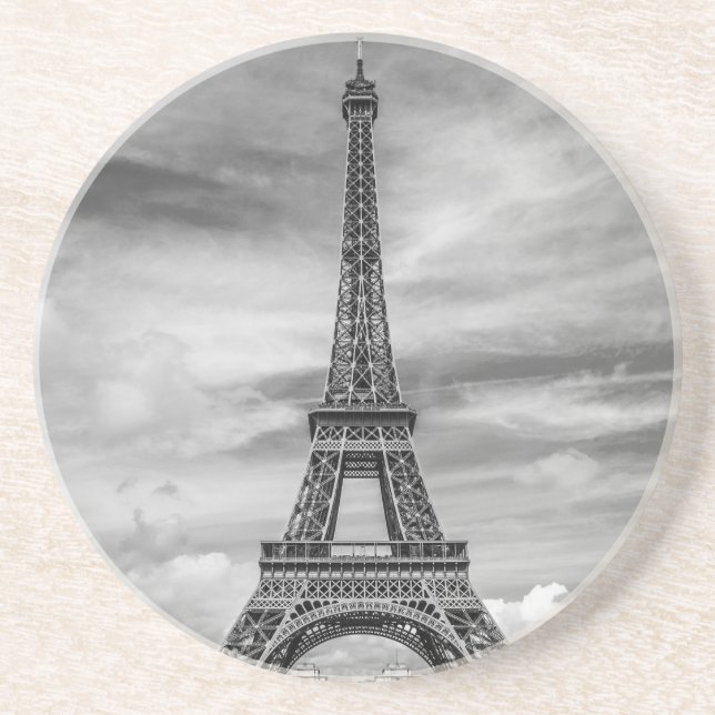 Black & White Eiffel Tower Paris Frankreich Untersetzer (Vorne)