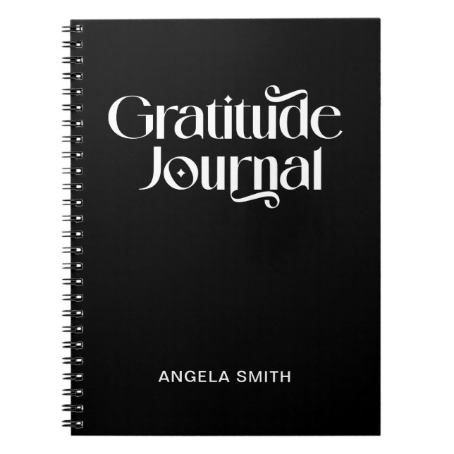 Black White Elegance Typographie Gratitude Journal (Devant)