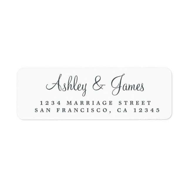 Black White Elegant Script Return Address Label (Vorne)