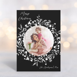 Black & White Elegante Boho Wildblume Weihnachten