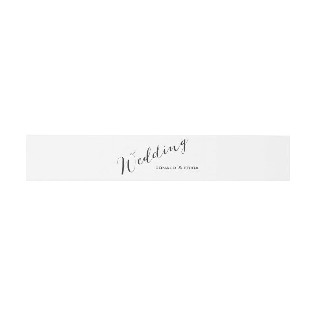 Black & White Elegante Wedding Einladung Bellyband Einladungsbanderole (Flach)