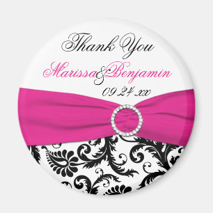 Black, White, et Fuchsia Mariage Favor Magnet