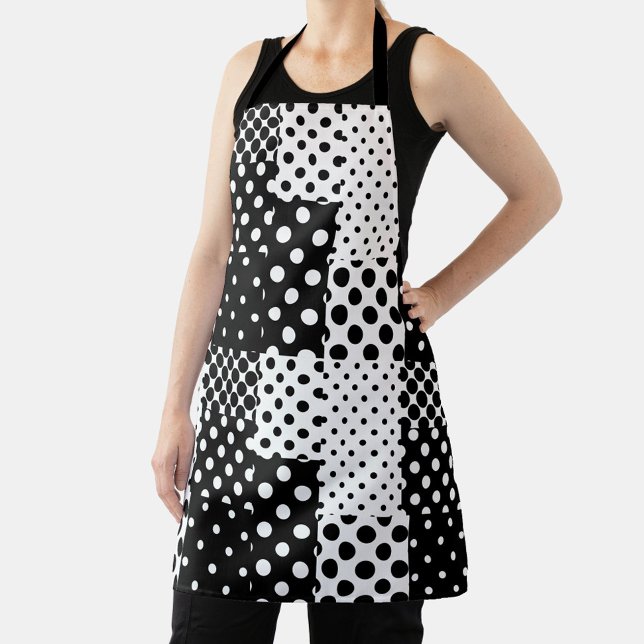 Black White Fashion Polka Dots Style Design  Schürze (Von Creator hochgeladen)