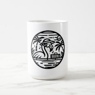 Black & White Flamingo Headphones & Music Tropics Kaffeetasse