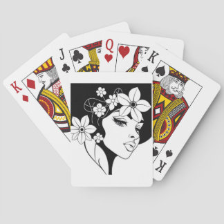 Black & White Floral Lady Poker Karten Spielkarten