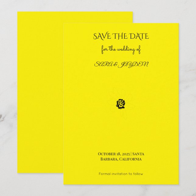 Black & White Floral Line Art – Clipart Design Save The Date (Vorne/Hinten)