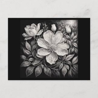 Black & White Flowers Postkarte
