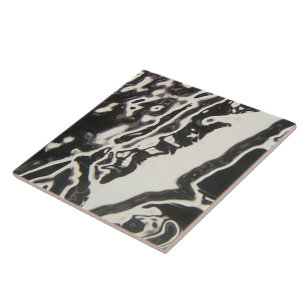 Black & White Fluid Art Vaporwave Fliese