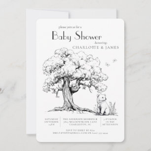 Black & White Forest Bear Kinderdusche Einladung