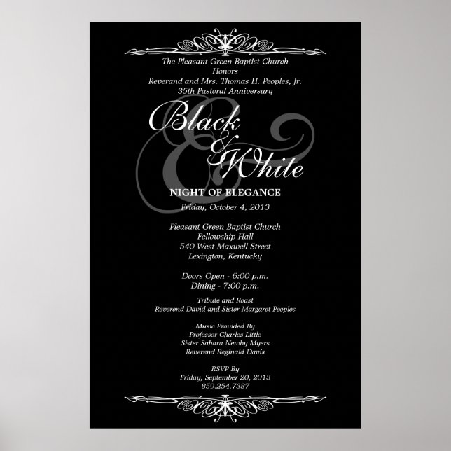 Black & White Galball Tanz Custom Event Poster2 Poster (Vorne)