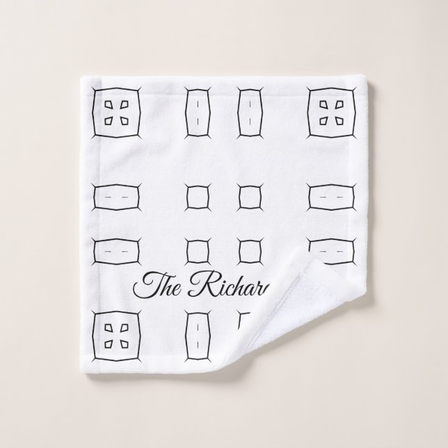 Black White Geometric Pattern | Minimal Abstract Waschlappen (Waschlappen)