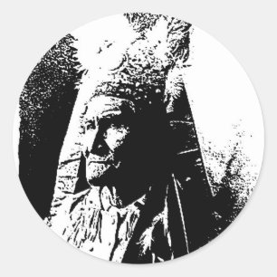 Black & White Geronimo Runder Aufkleber