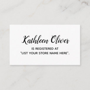 Black & White Gift Registry Card in modernem Scrip Begleitkarte