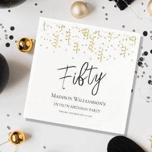 Black, White & Gold 50, 50. Geburtstagsparty Serviette