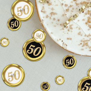 Black & White Gold 50 Fünfzig Jahre 50. Geburtstag Konfetti