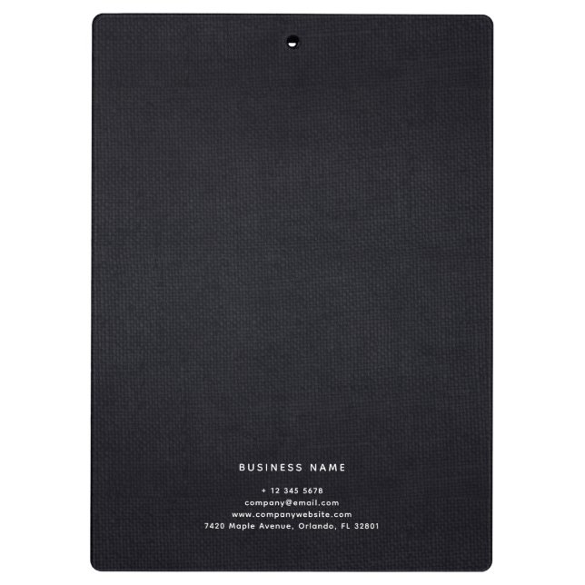 Black White Gold Fabric Effect Elegant Monogram Klemmbrett (Rückseite)