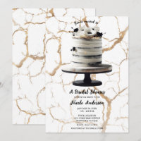 Black & White Gold Floral Tier Cake Brautparty