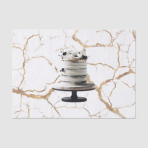 Black & White Gold Floral Tier Cake Brautparty Seidenpapier