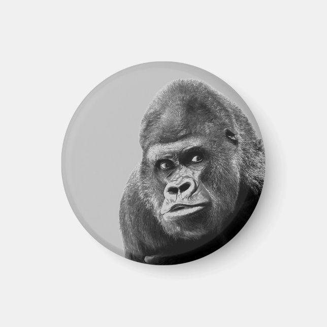 Black White Gorilla Magnet (Vorne)