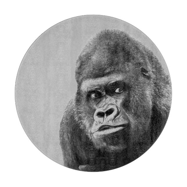 Black White Gorilla Schneidebrett (Vorderseite)