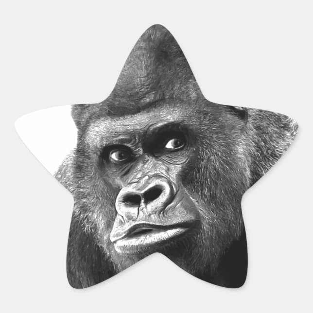 Black White Gorilla Stern-Aufkleber (Vorderseite)