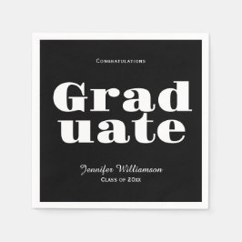Black White Graduation Party Napkins Customizable Serviette