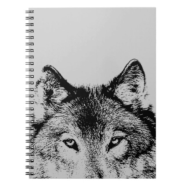 Black & White Gray Wolf Eyes Notebook Notizblock (Vorderseite)