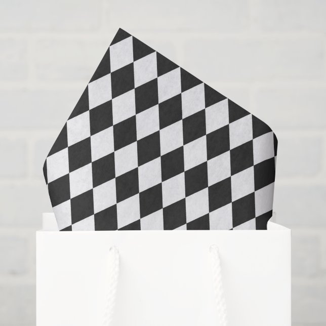 Black & White Harlequin Diamonds Seidenpapier (Geschenktüte)