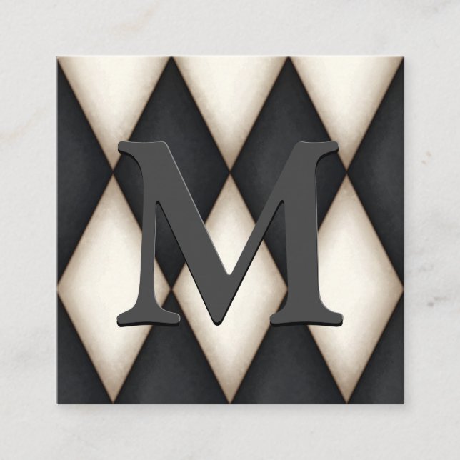 Black & White Harlequin Dramatic Custom Monogram Begleitkarte (Vorderseite)