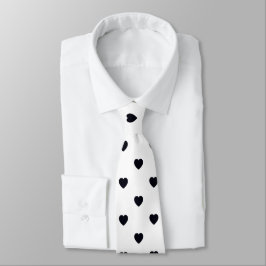 Black White Heart Imprimer Cravate Hommes