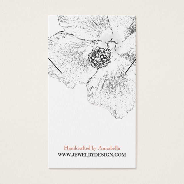 ©Black White Hibiscus Floral Collier Display Card (Devant)