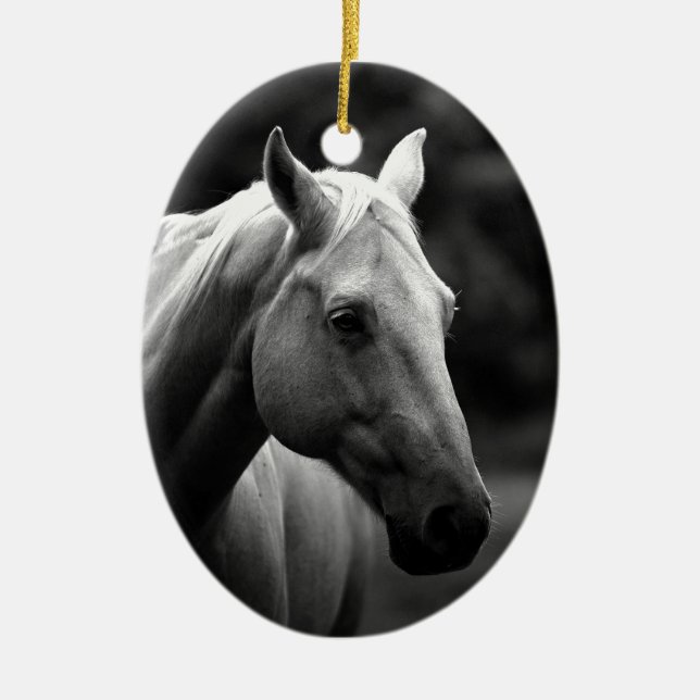 Black White Horse Keramikornament (Vorne)