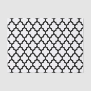 Black & White Ikat Quatrefoil Geometric Pattern Seidenpapier